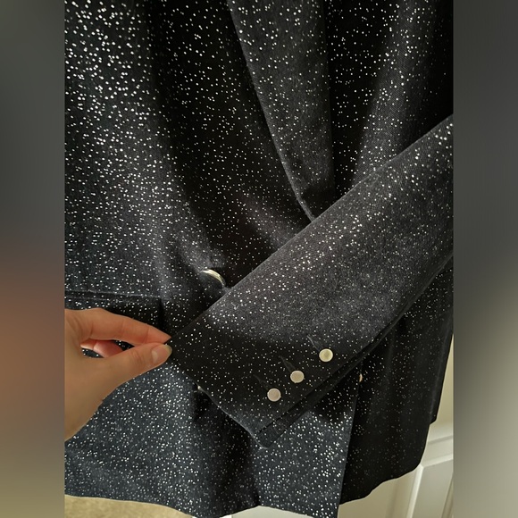 American Retro | ✨Vintage Black Velour Blazer with Silver Glitter ✨ | Size 6 - Picture 7 of 11